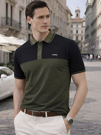 ADRO Men Brand Logo Colourblocked Polo Collar T-shirt