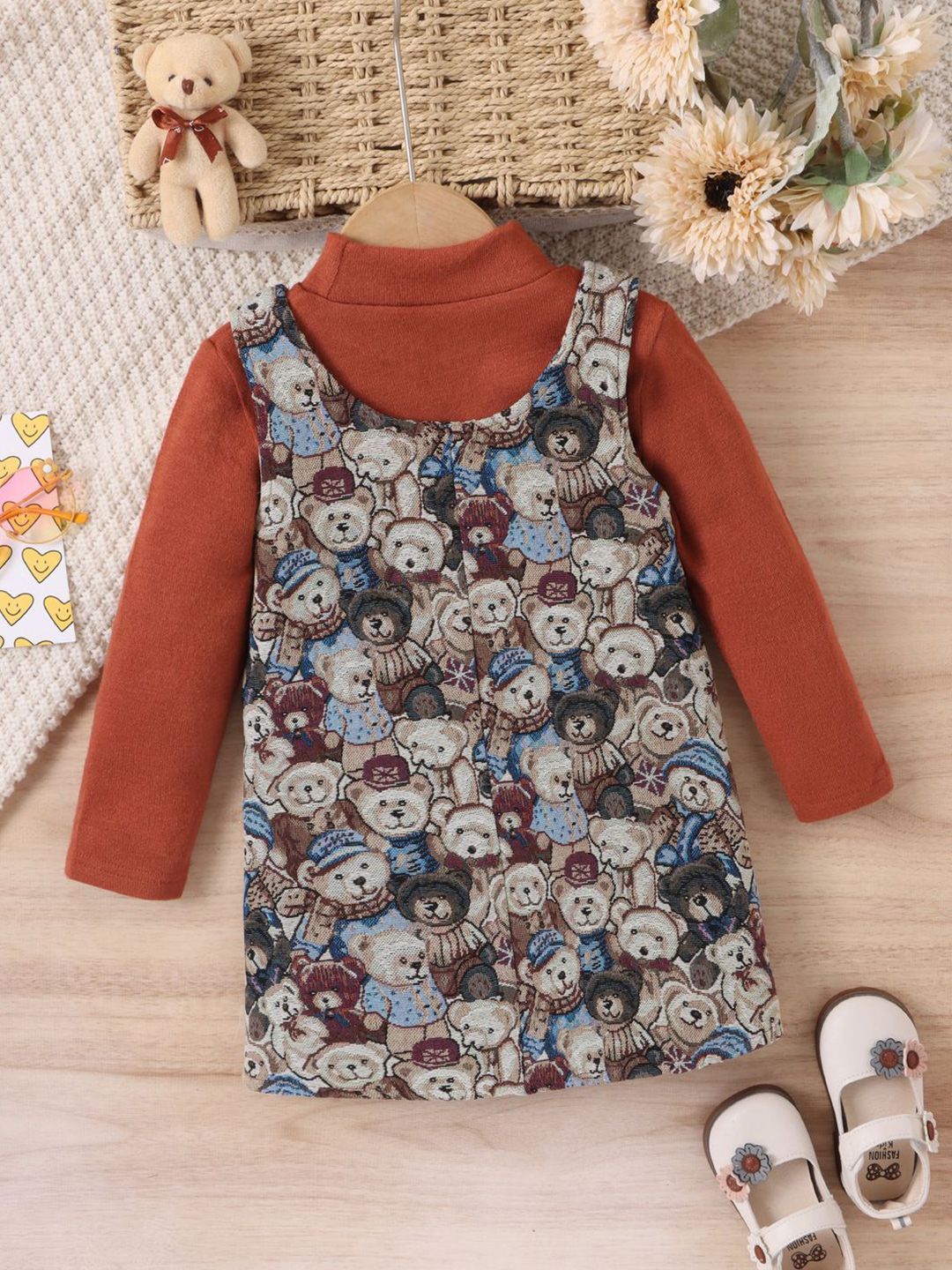 YK Floral Girls Printed Knee Length A-Line Dress