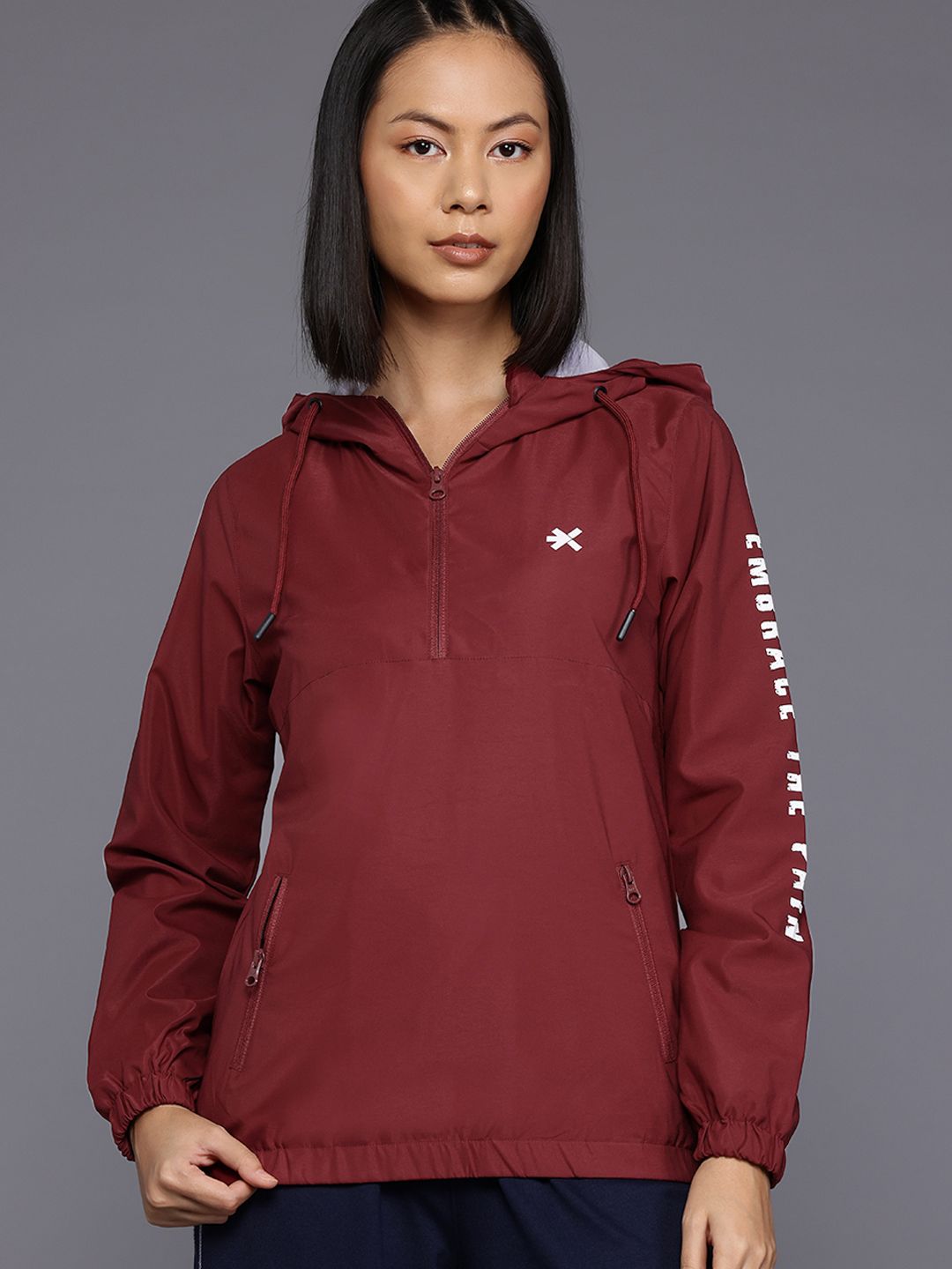 HRX by Hrithik Roshan Rapid-Dry Typography Print Hooded Training Tailored Jacket