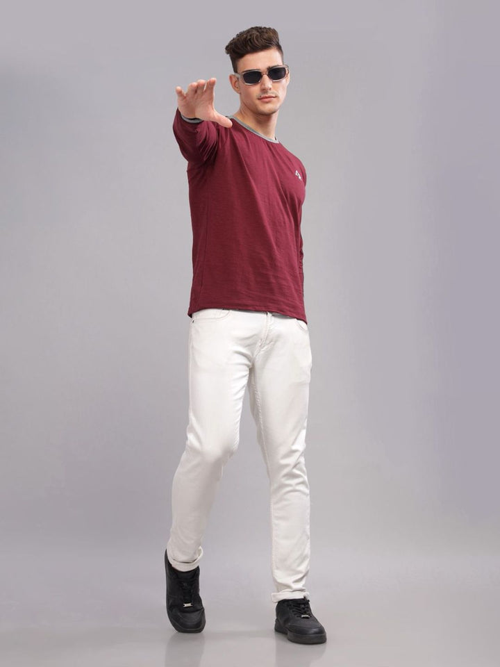 ADRO Men Solid Round Neck T-shirt