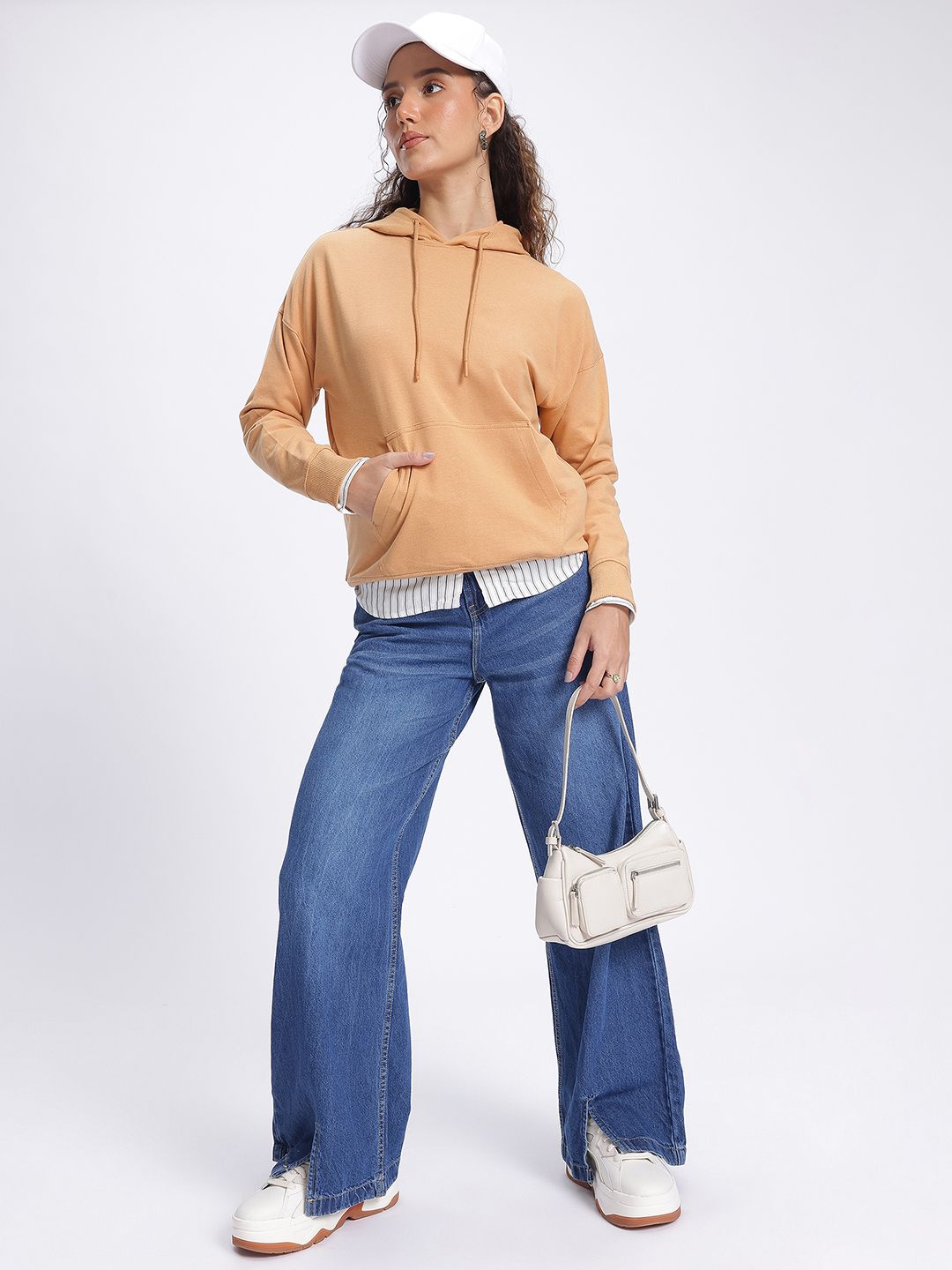 DressBerry Streetwear Floral Hooded Drop-Shoulder Sweatshirt