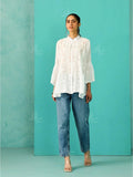 House of Chikankari Women Floral Embroidered Flared Sleeves Kurta