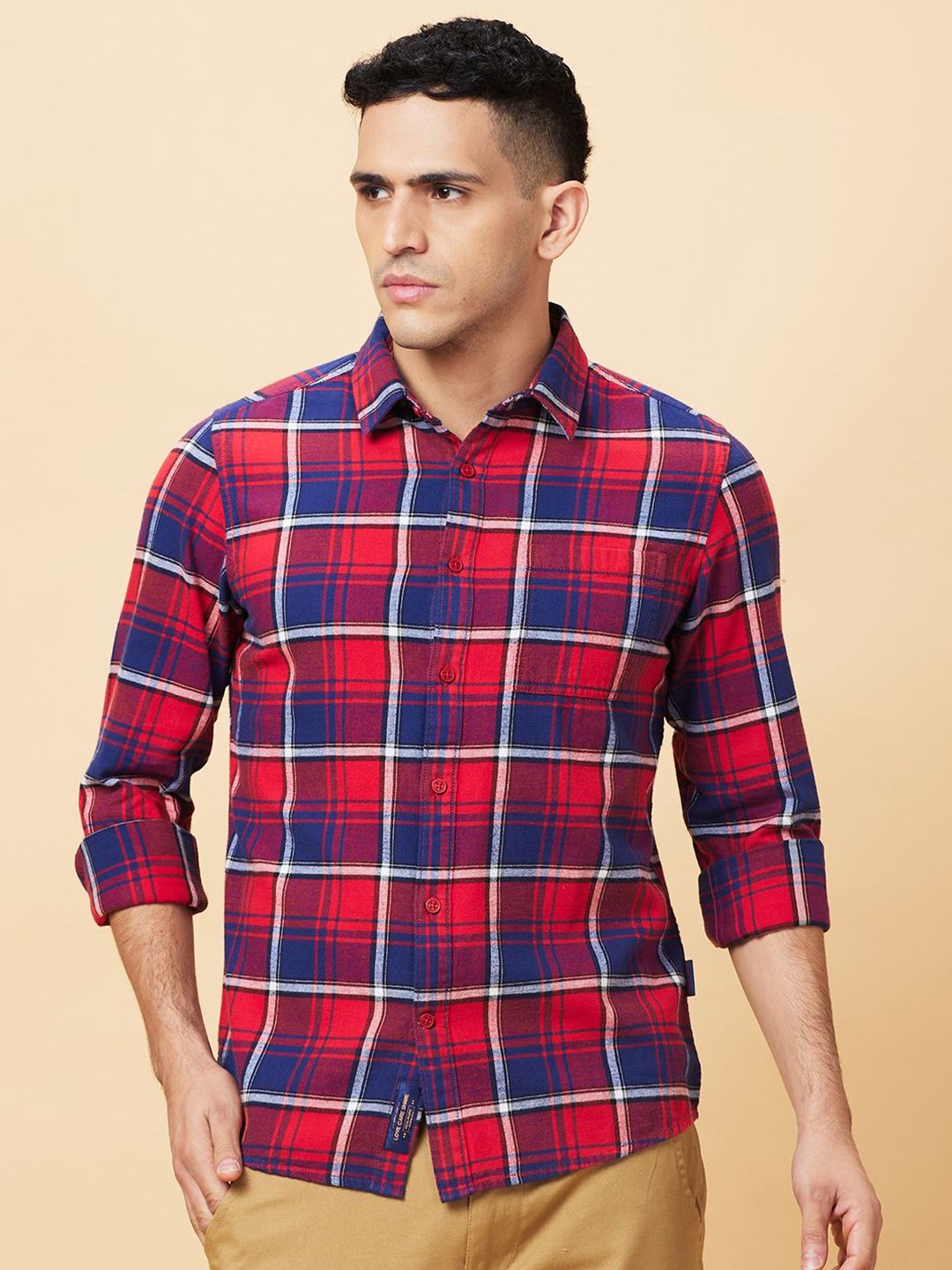 Being Human Men Pure Cotton Slim Fit Tartan Checks Opaque Checked Casual Shirt