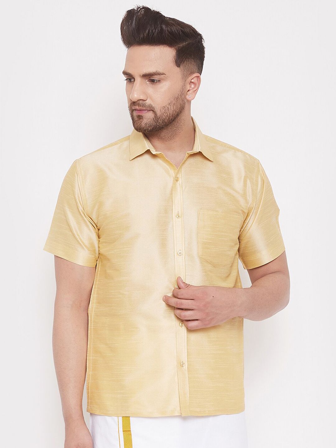 VASTRAMAY Premium Spread Collar Casual Shirt