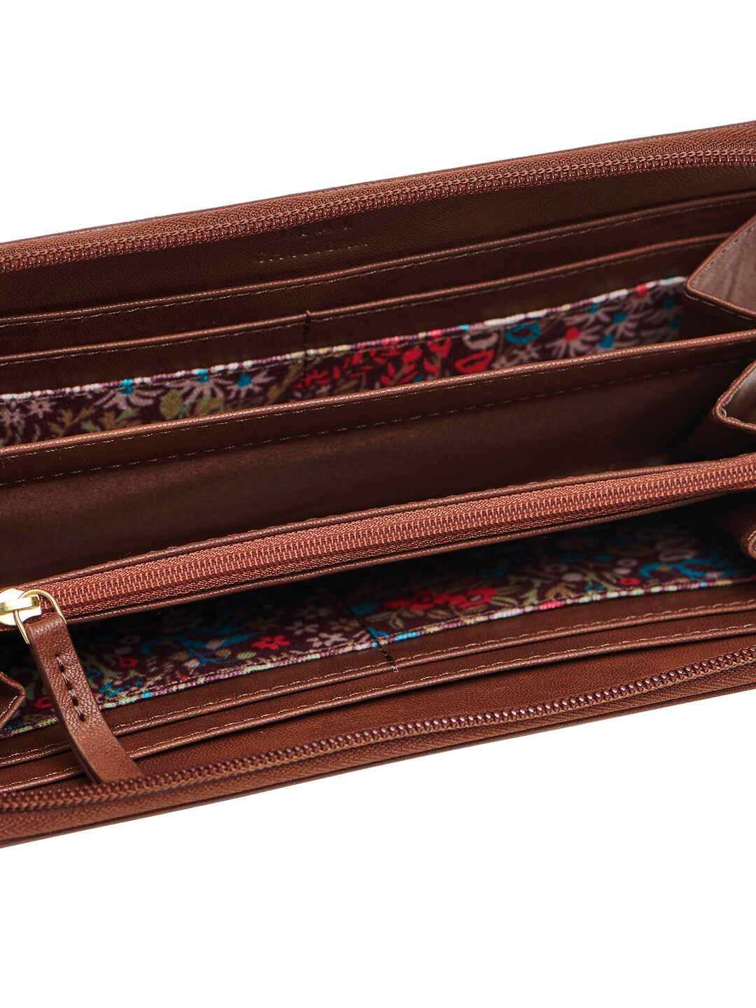 TEAL BY CHUMBAK Women Floral Printed Canvas Zip Around Wallet
