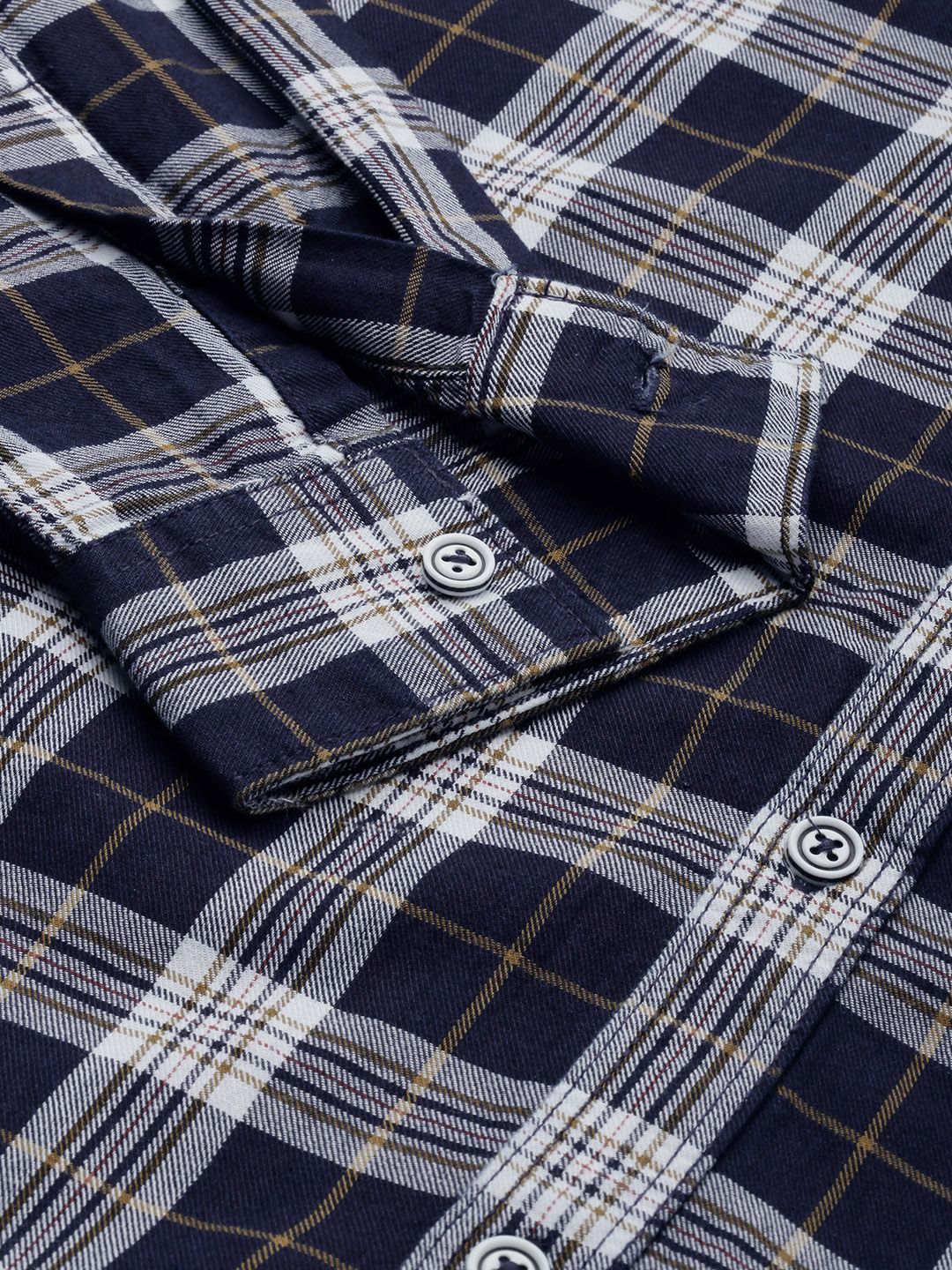 The Indian Garage Co Men Navy Blue & White Checked Casual Shirt