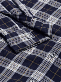 The Indian Garage Co Men Navy Blue & White Checked Casual Shirt