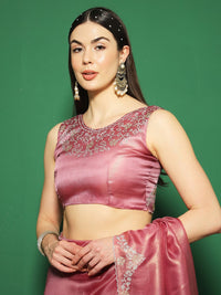 Saree mall Embellished Beads and Stones Organza Saree