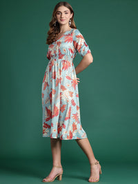 DressBerry Printed Smocked Detailing A-Line Dress