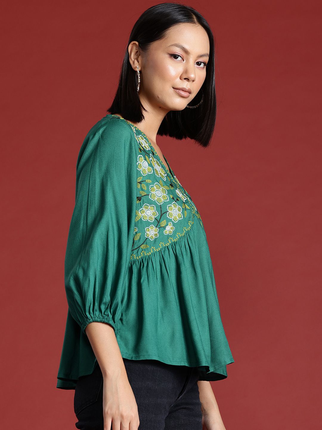 all about you Floral Embroidered Top