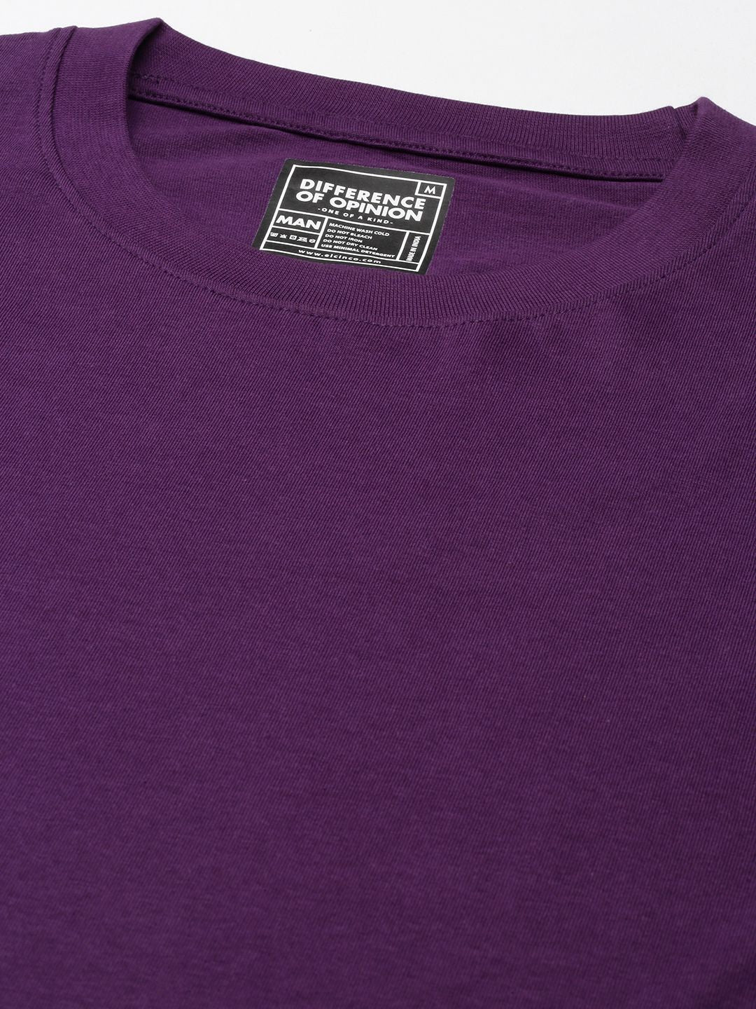 Difference of Opinion Men Solid Pure Cotton Drop-Shoulder Oversized Fit T-shirt