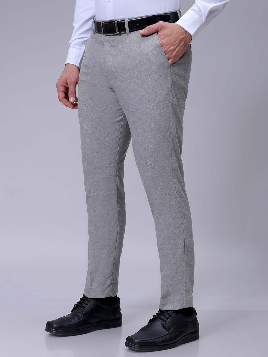 The Indian Garage Co. X Luxe Men Self-Checked Slim Fit Formal Trousers