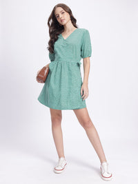 DressBerry Checked Chic Puff Sleeve Wrap Dress