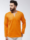 SOJANYA Kurta Lurus Tenunan Oren Lelaki