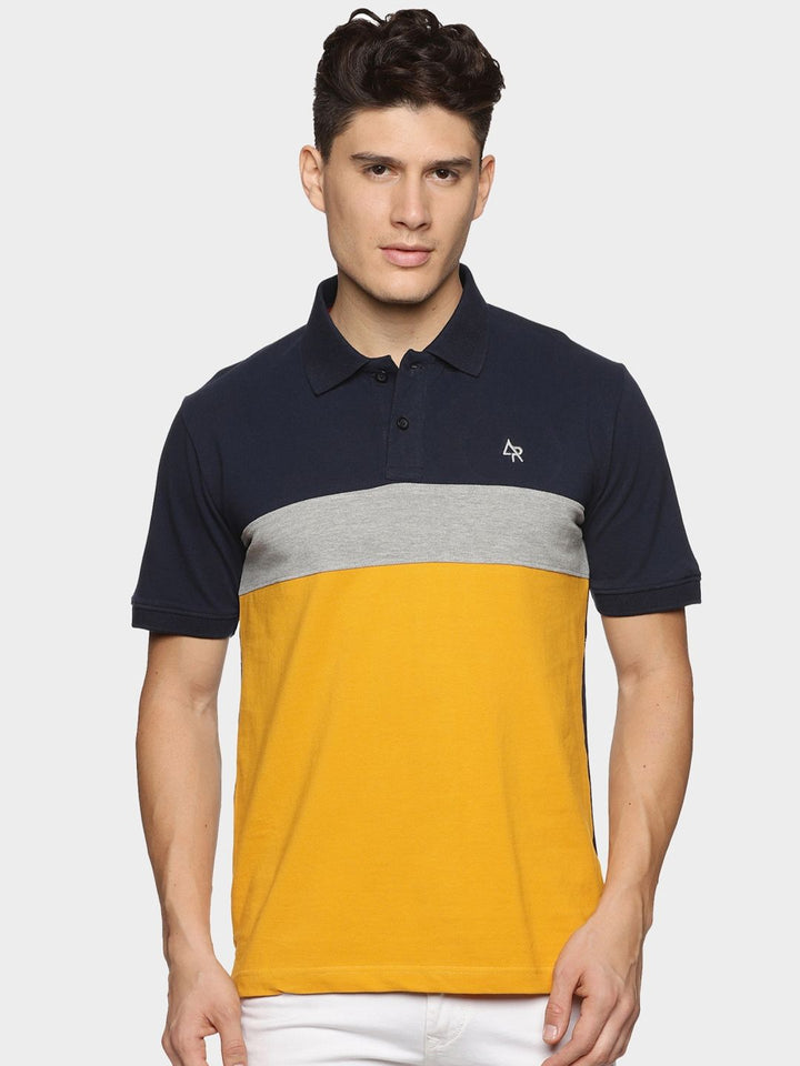 ADRO Colourblocked Cotton Polo Collar T-shirt