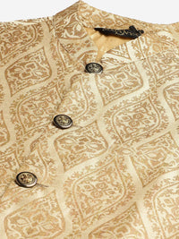 SOJANYA Men Black Kurta with Churidar & Nehru Jacket