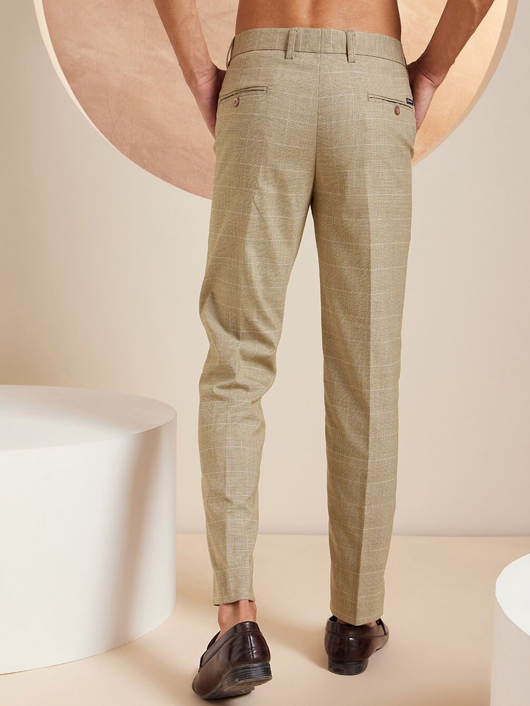 DENNISON Men Checked Smart Tapered Fit Easy Wash Formal Trouser