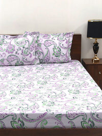 BOMBAY DYEING Purple Floral Cotton 140 TC Double Queen Bedsheet Set-2.28 m X 2.54 m