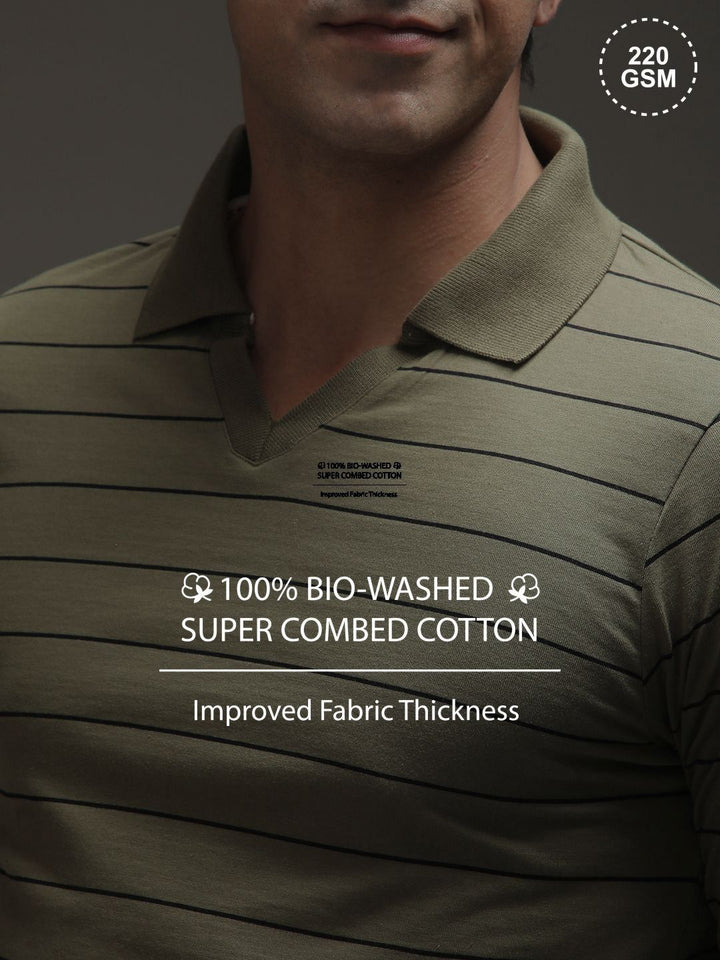 DILLINGER Men Regular Long Sleeve Polo Striped Tshirt