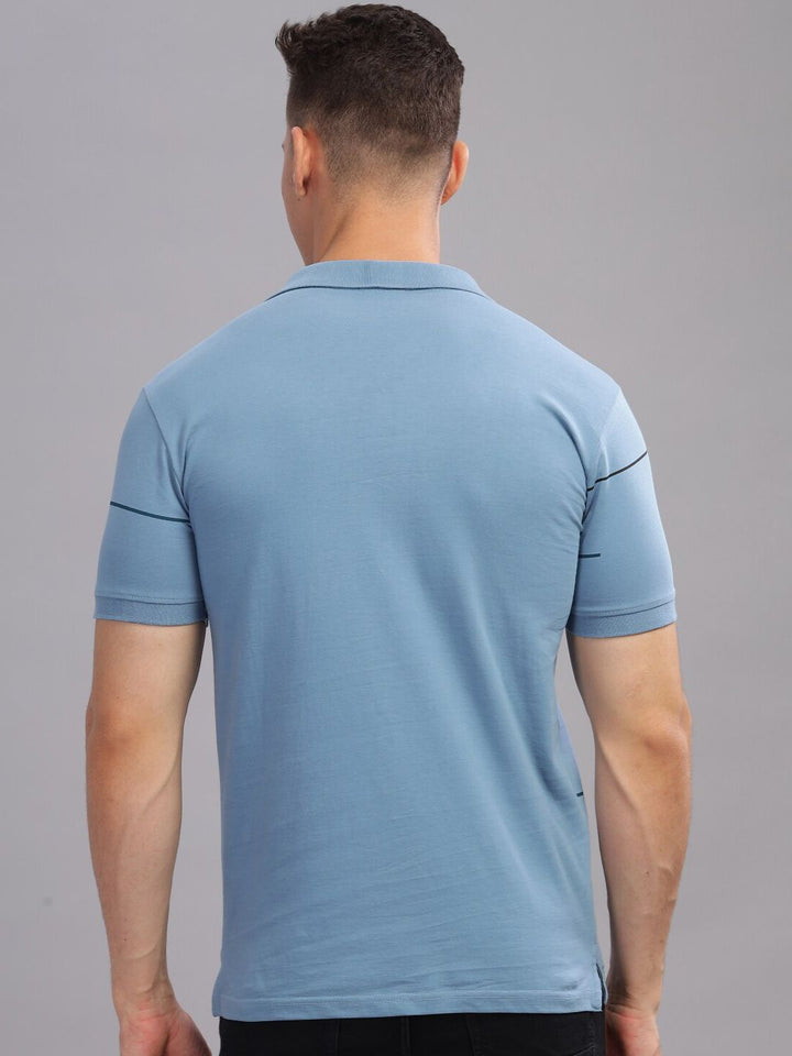 ADRO Geometric Printed Polo Collar Short Sleeves Cotton Oversized Casual T-shirt
