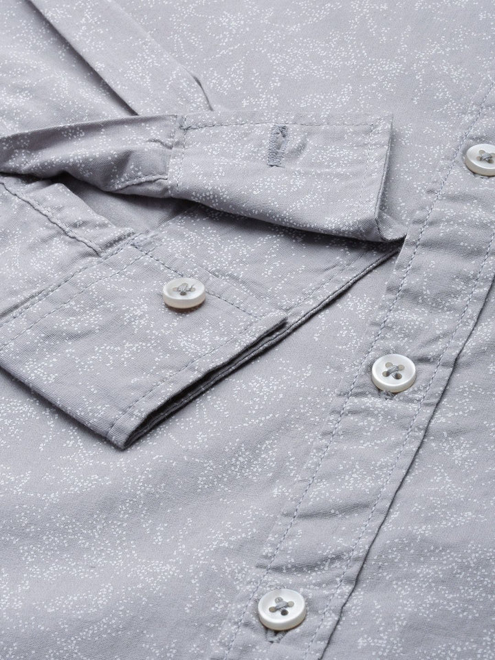 The Indian Garage Co Men Grey Printed Pure Cotton Casual Shirt