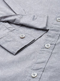 The Indian Garage Co Men Grey Printed Pure Cotton Casual Shirt