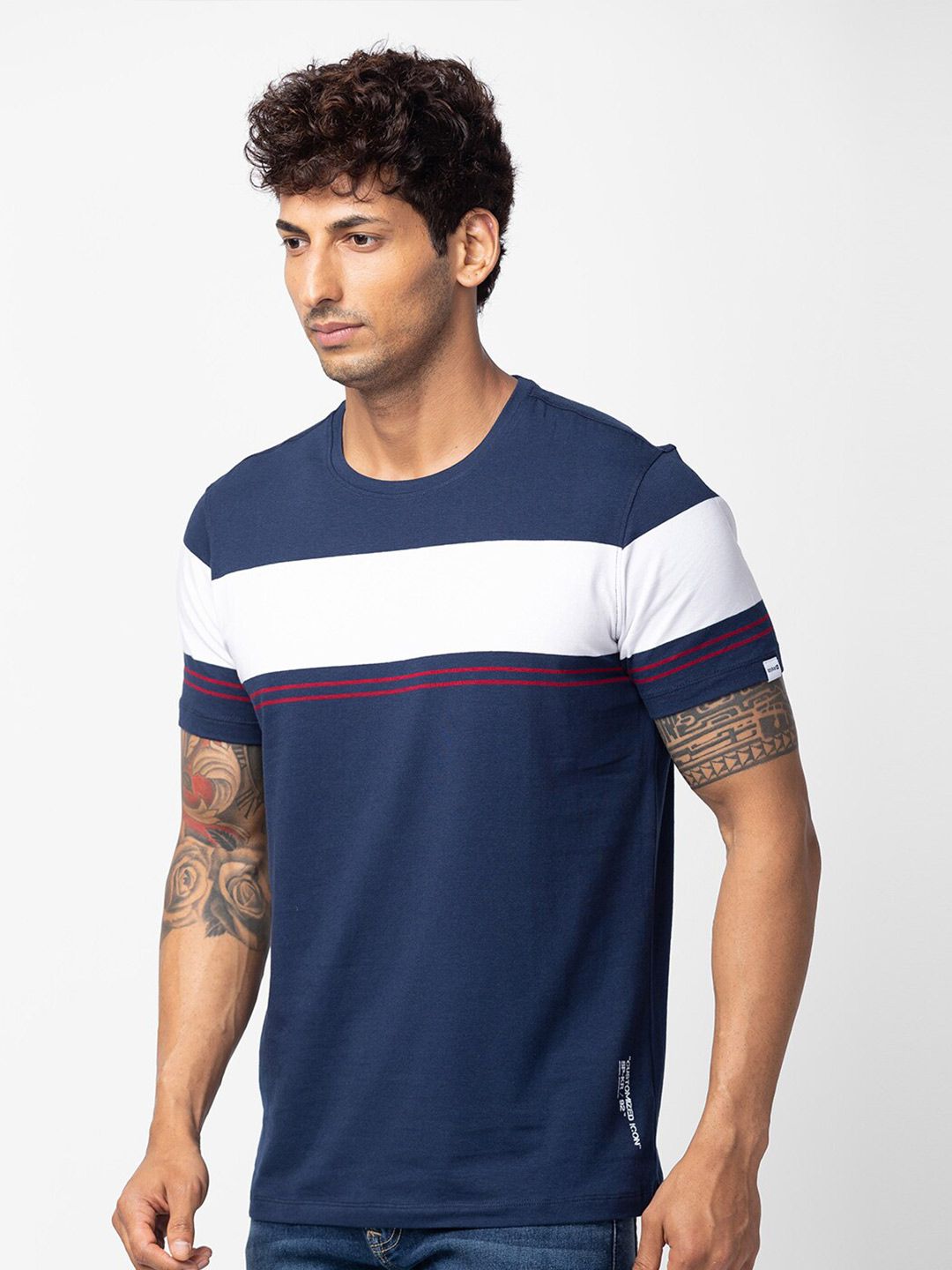 SPYKAR Men Colourblocked Cotton T-shirt