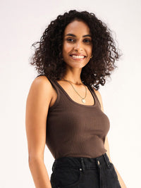 SASSAFRAS BASICS Square Neck Ribbed Cotton Top