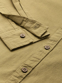 The Indian Garage Co Men Slim Fit Solid Linen Resortwear Shirt