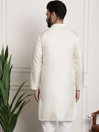 SOJANYA Ethnic Motifs Woven Design Mandarin Collar Long Sleeves Straight Kurta
