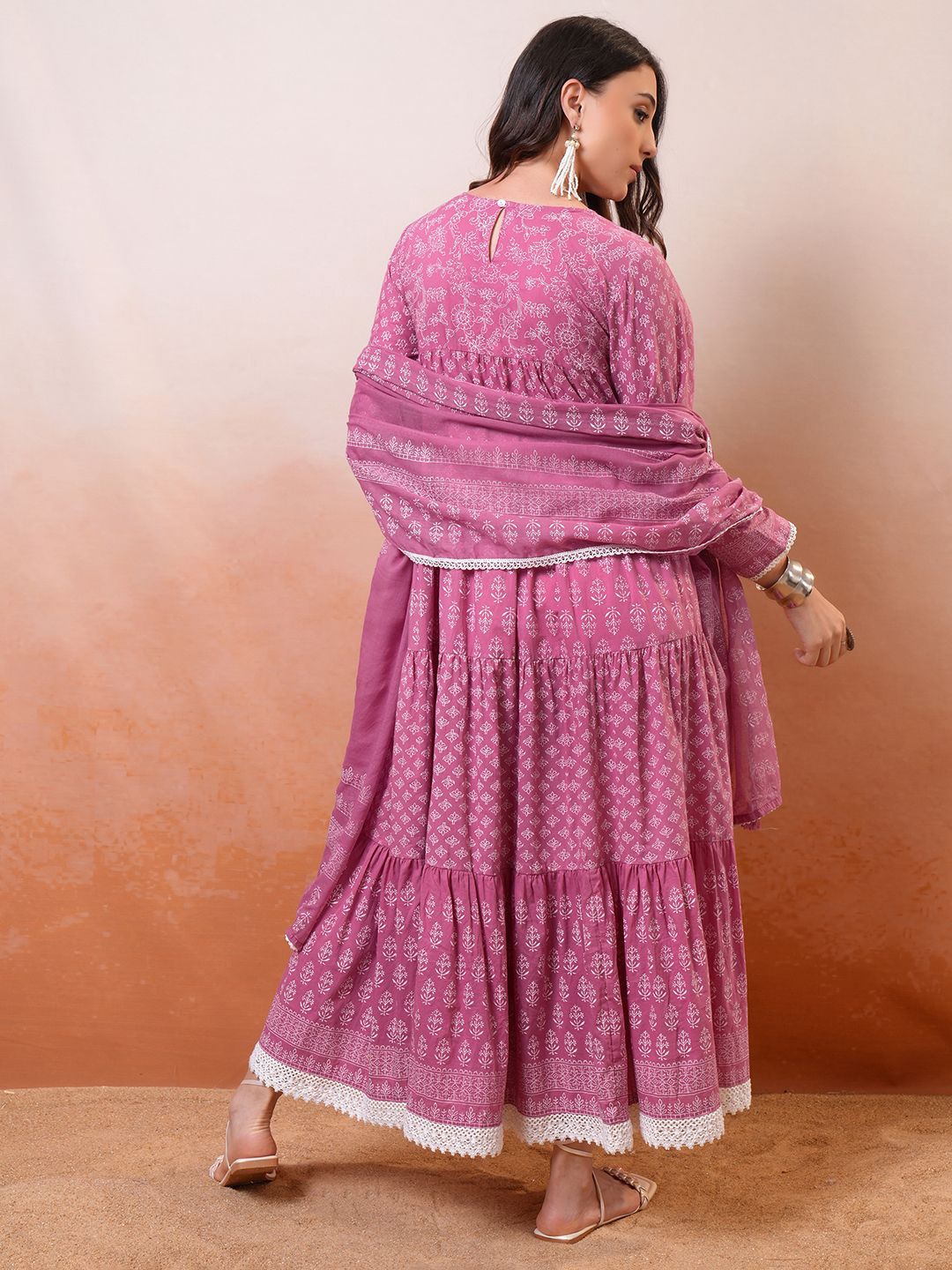 Vishudh Ethnic Motifs Print Maxi Midi Dress