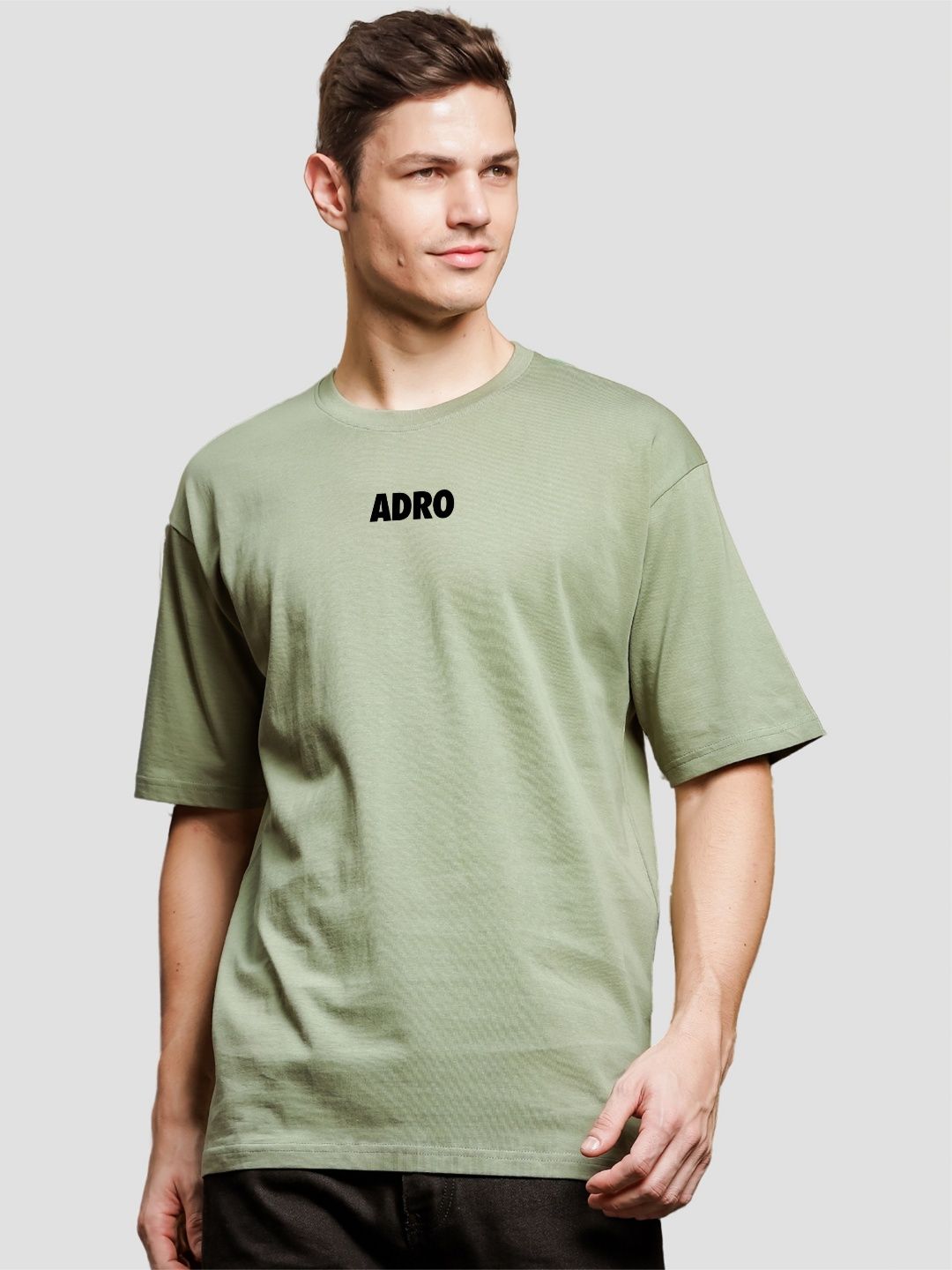 ADRO Lelaki Grafik Bercetak T-Shirt Bersaiz Besar Kapas Leher Bulat