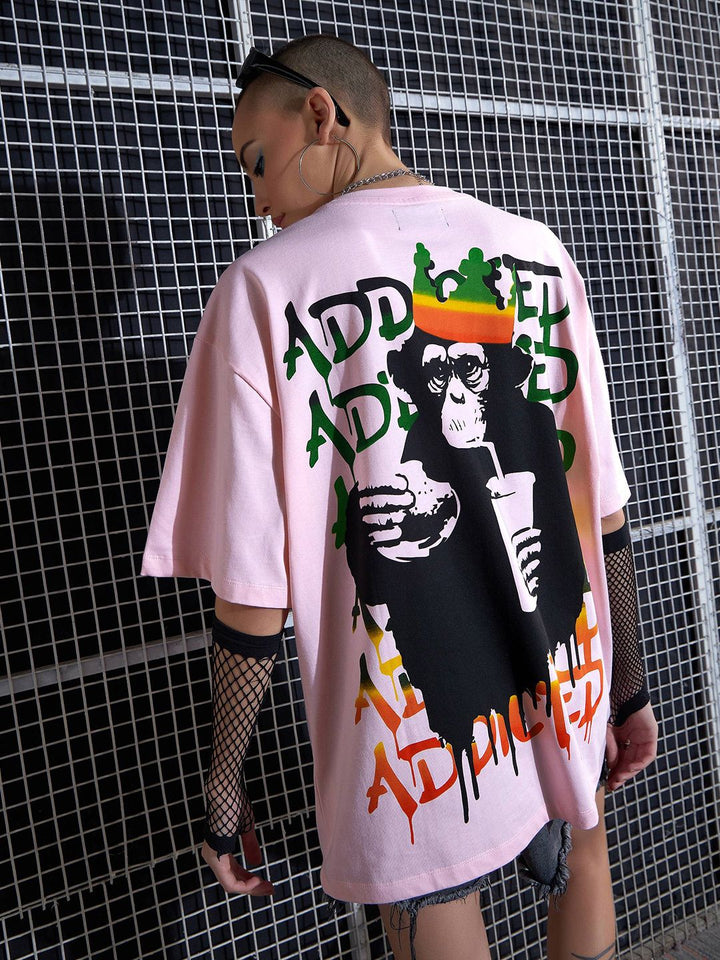 SASSAFRAS Graphic Printed Drop-Shoulder Oversized Pure Cotton T-shirt