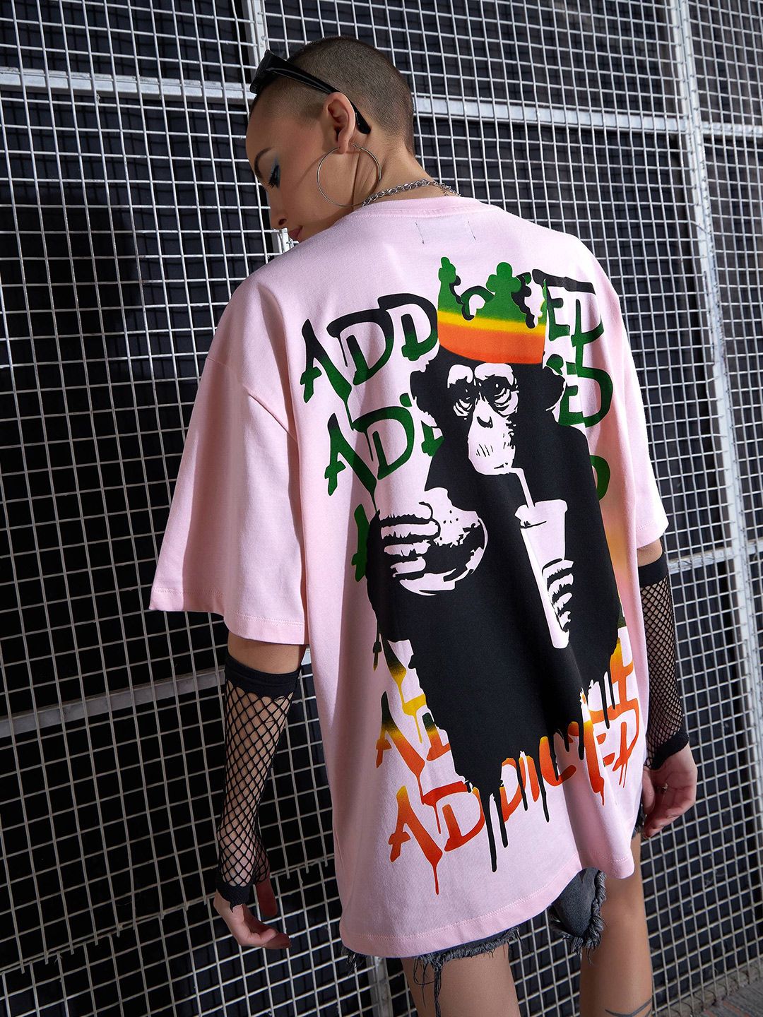SASSAFRAS Graphic Printed Drop-Shoulder Oversized Pure Cotton T-shirt