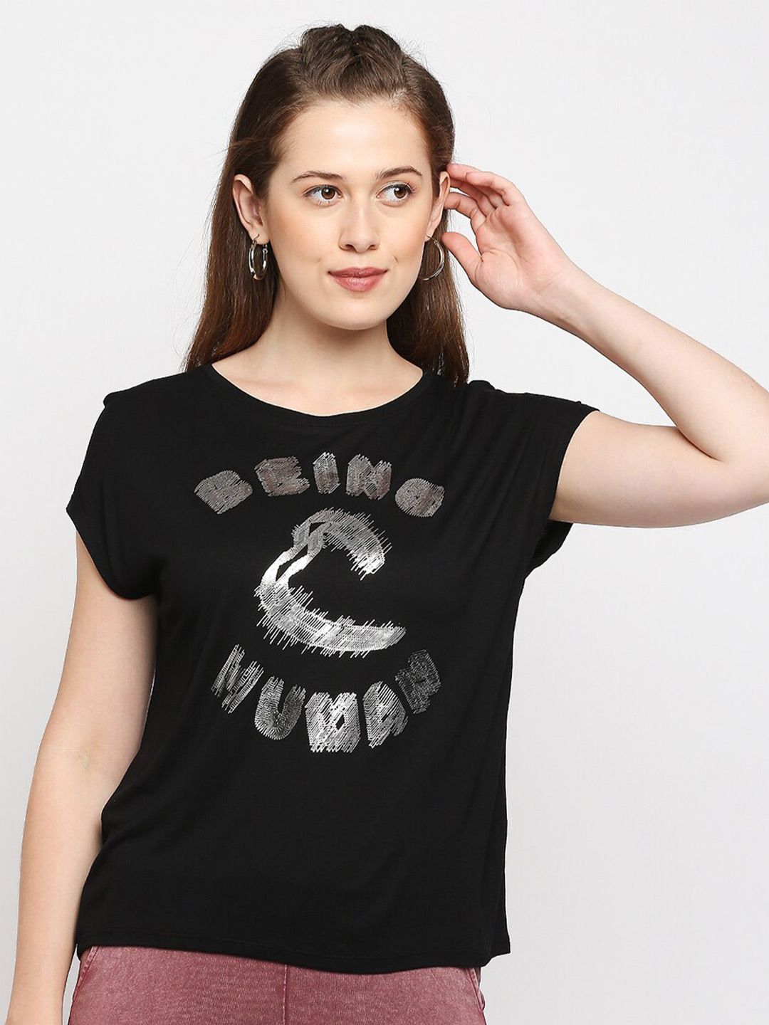 Being Human Typography Printed T-shirt