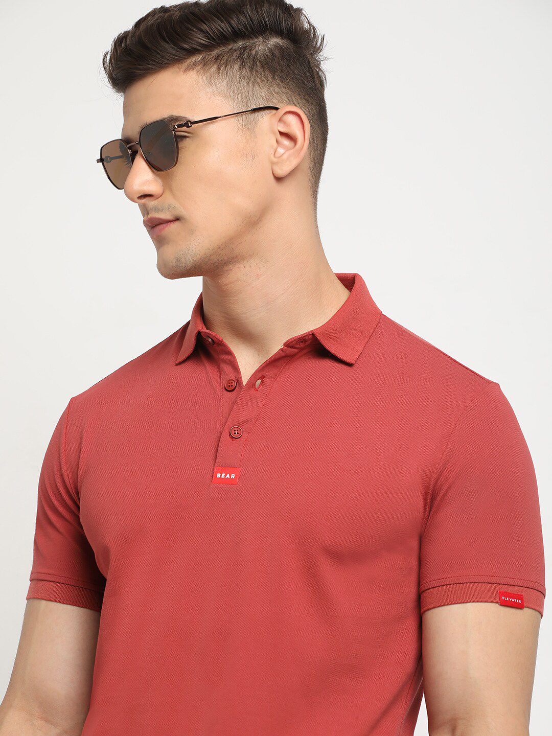 THE BEAR HOUSE Polo Collar Short Sleeves Slim Fit T-shirt