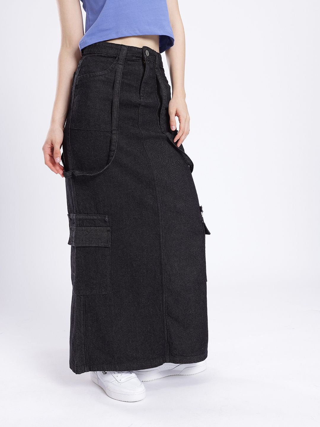 DressBerry Versatile Vogue Cargo Style Denim Maxi Skirt