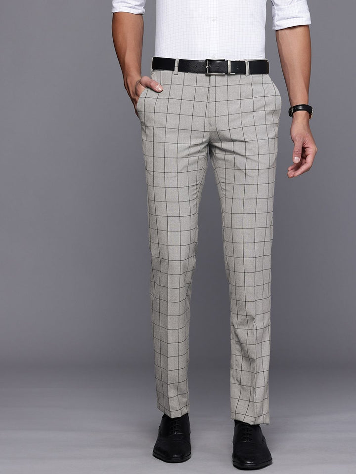 Raymond Men Checked Slim Fit Formal Trousers