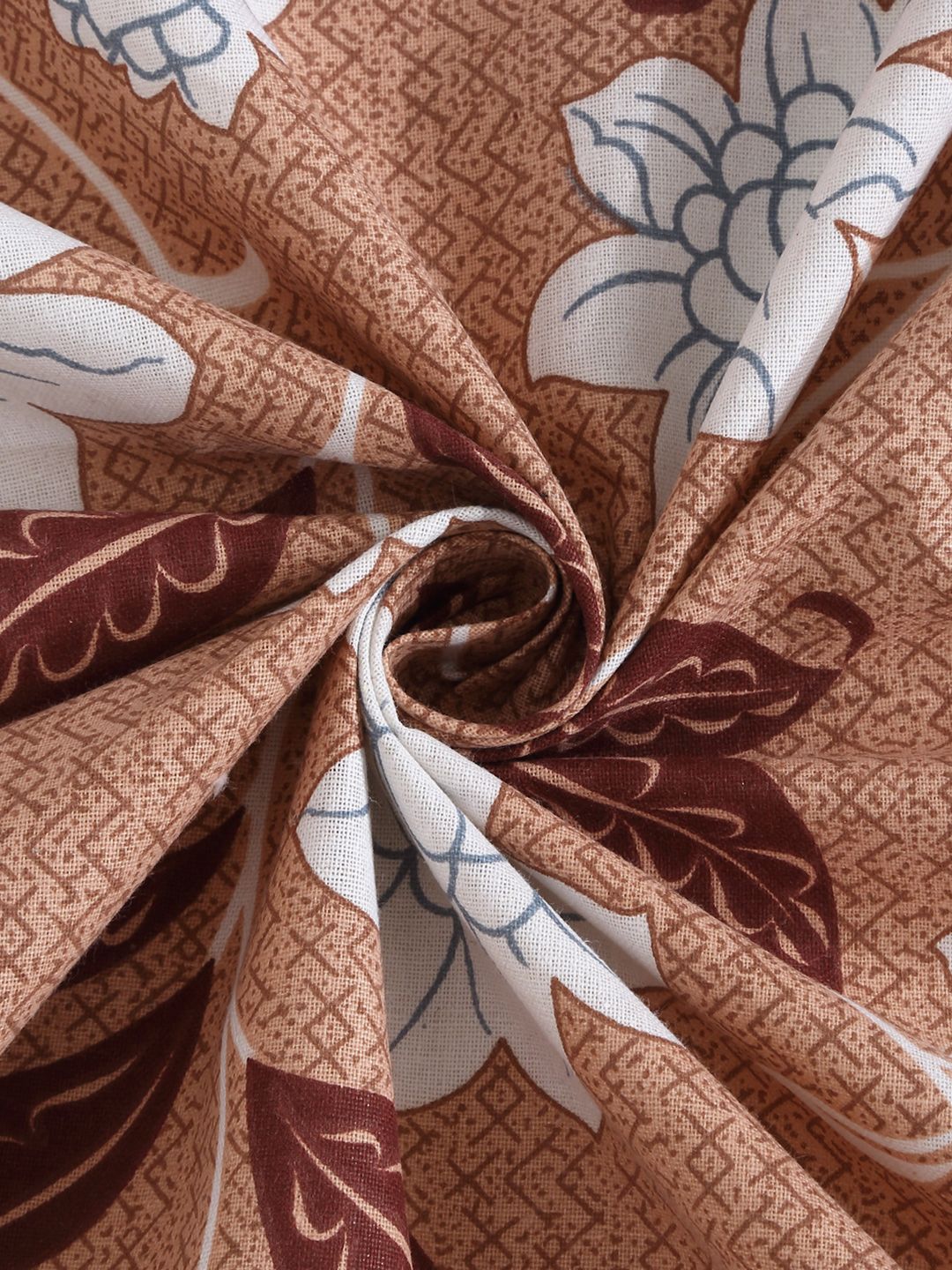 KLOTTHE Beige & White Printed Pure Cotton 400 TC Single Cadar Dengan Sarung Bantal