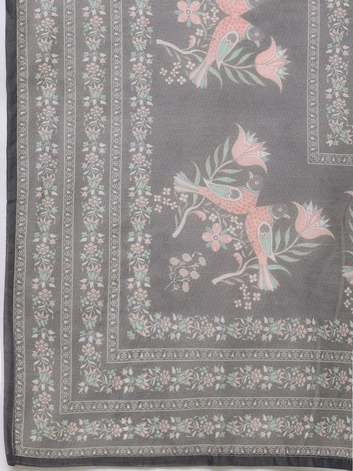 House of Pataudi Women Floral Printed Angrakha Jashn Kurta With Trousers & Dupatta