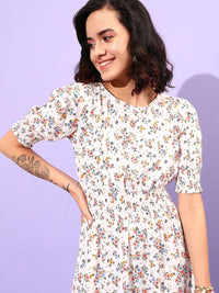 STREET 9 Floral Printed Smocking Detail Dress