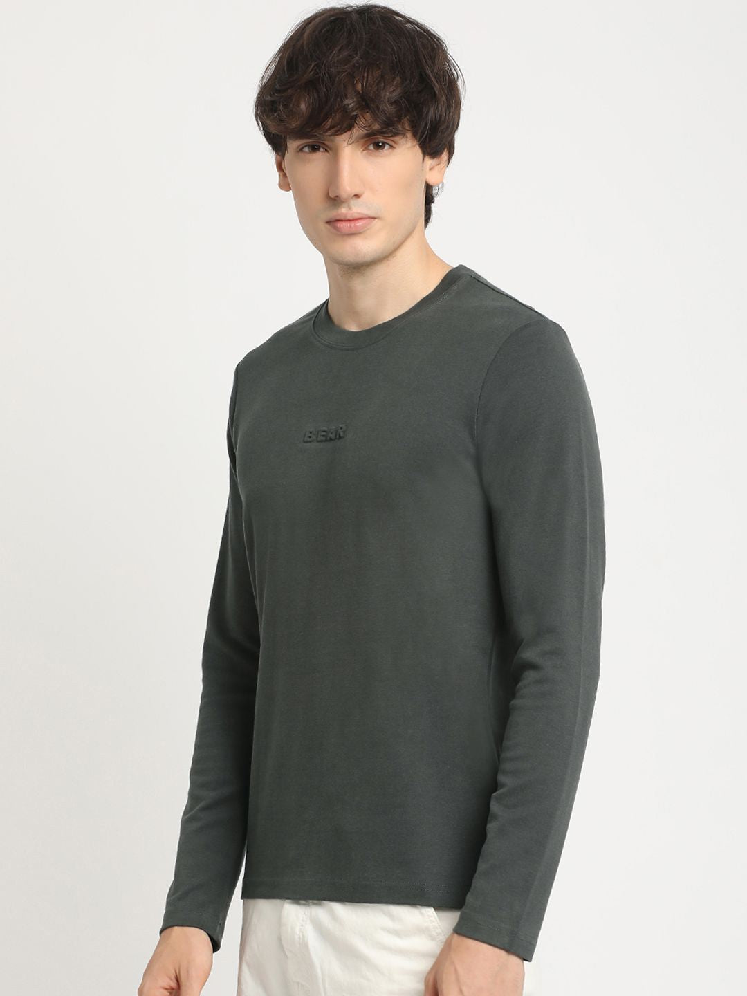 THE BEAR HOUSE Men's Crew Neck Full sleeve Solid T-shirt