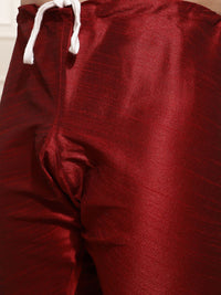 SOJANYA Men Maroon Kurta dengan Jaket Churidar & Nehru