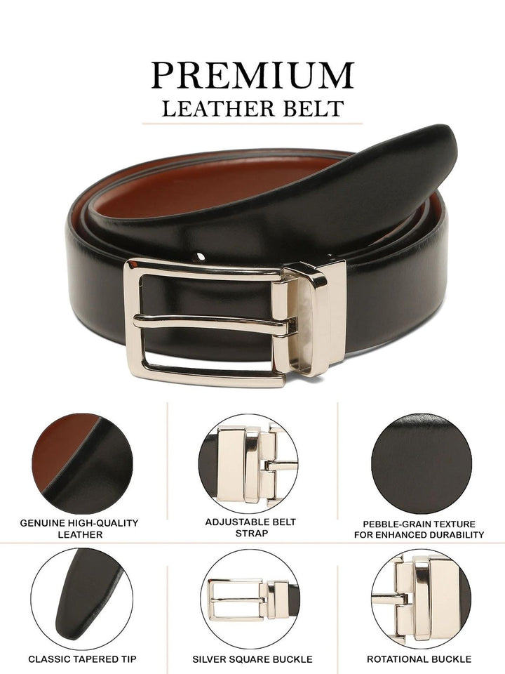Teakwood Leathers Men Textured Leather Reversible Belt