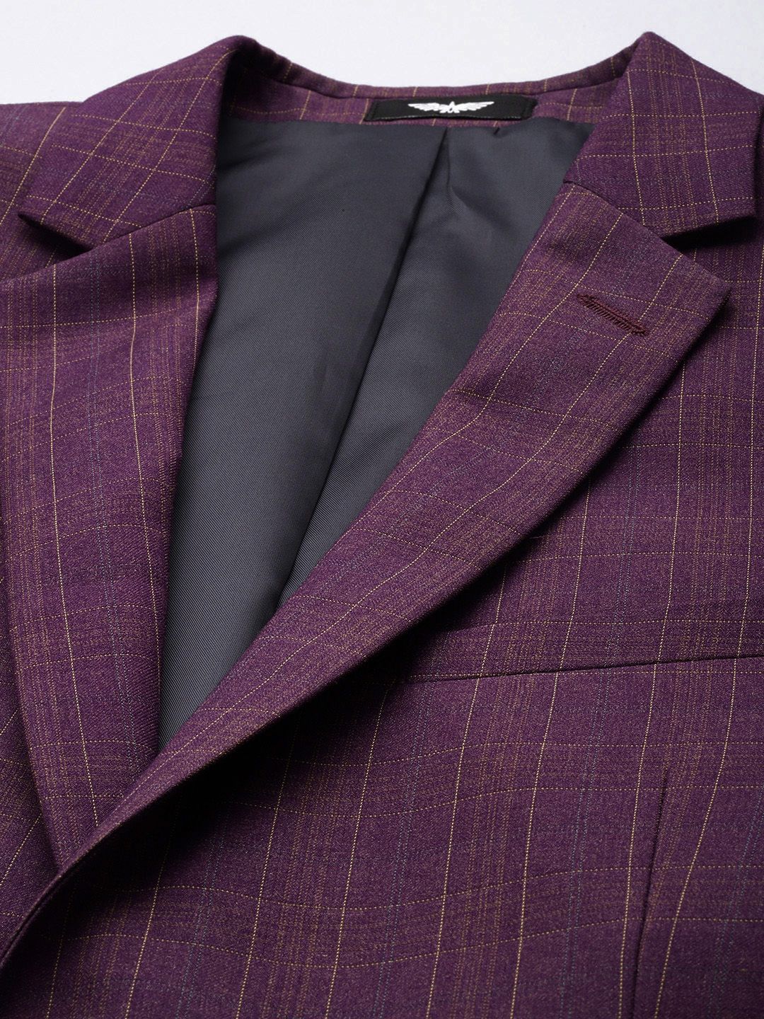 Park Avenue Super Slim Fit Checked Notched Lapel Single-Breasted Formal 3 Piece Suits