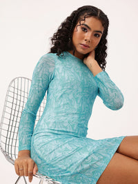DressBerry Endearing Abstract Printed Soft Mesh Sheath Mini Dress