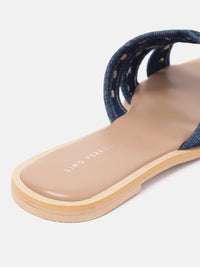 Lino Perros Women Metallic Detail Open Toe Flats