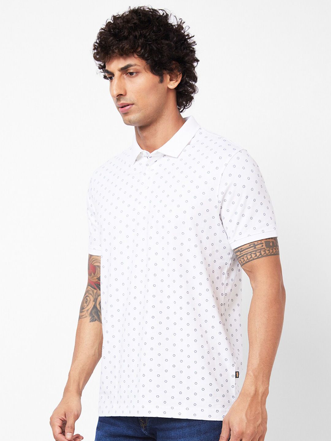 SPYKAR Printed Polo Collar Slim Fit T-shirt