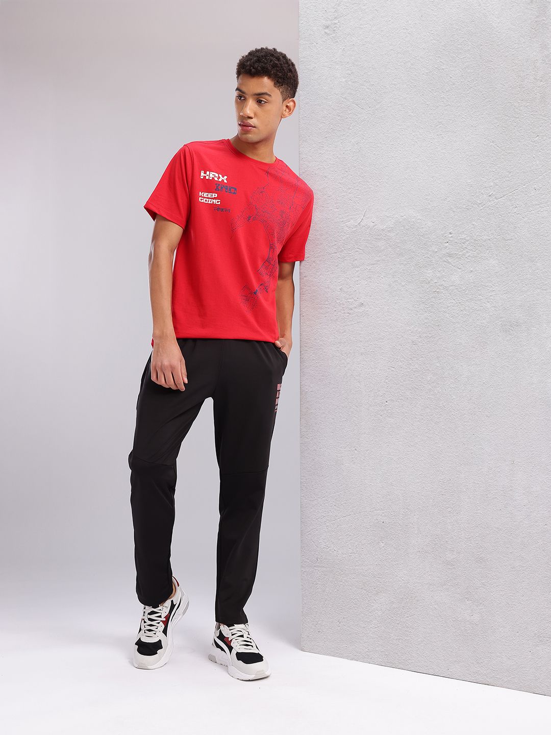 HRX by Hrithik Roshan Men Typography Printed Mid-Rise Lifestyle Track Pants
