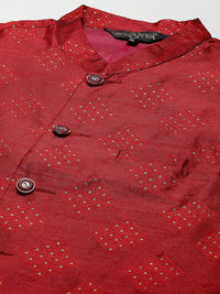 SOJANYA Men Woven Design Kurta with Churidar with Nehru Jacket